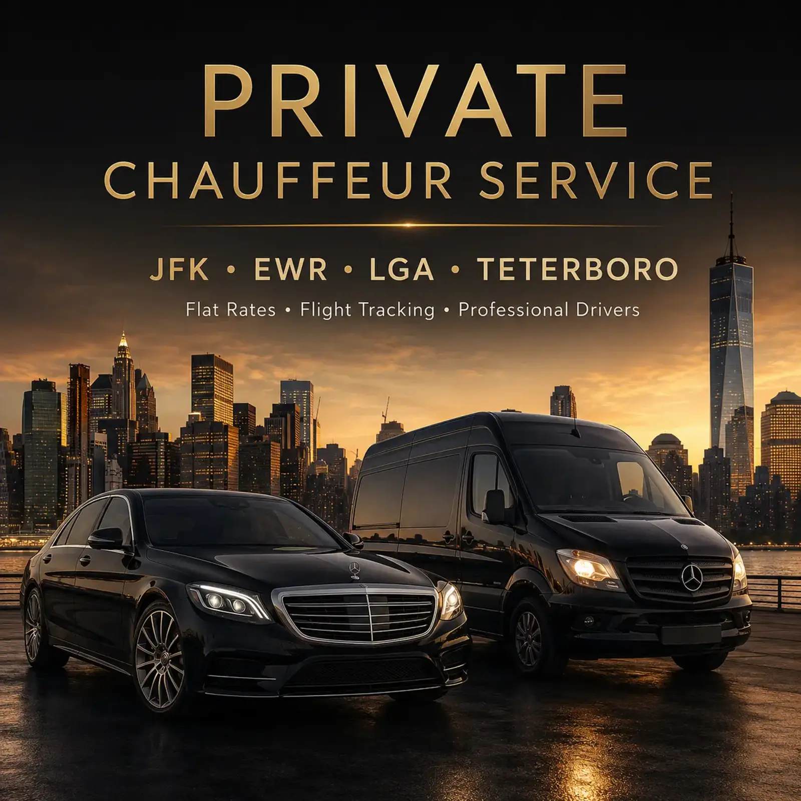 JFK, EWR, LGA & Teterboro Private Chauffeur | Flat Rate