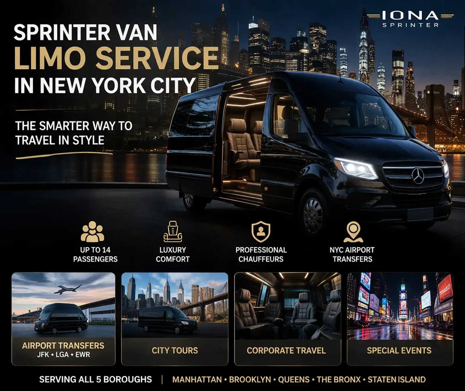 Sprinter Van Limo Service New York City | Brooklyn, Queens & Manhattan — Iona Sprinter