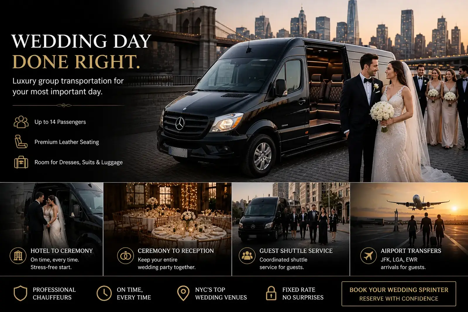 `Group Wedding Transportation Sprinter NYC | Manhattan, Brooklyn & Queens — Iona Sprinter